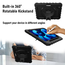 Load image into Gallery viewer, AMZER TUFFEN Multilayer Case with 360 Degree Rotating Kickstand with Shoulder Strap, Hand Grip for Apple iPad Air 10.9" 2020/iPad Air 5th Gen