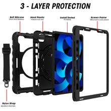 Load image into Gallery viewer, AMZER TUFFEN Multilayer Case with 360 Degree Rotating Kickstand with Shoulder Strap, Hand Grip for Apple iPad Air 10.9" 2020/iPad Air 5th Gen