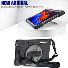 Load image into Gallery viewer, AMZER TUFFEN Case with 360 Degree Rotating Holder with Shoulder Strap, Hand Grip for Samsung Galaxy Tab S7+/S7 FE/S8+/S9+/S9+ FE 12.4 inch&quot;