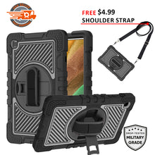 Load image into Gallery viewer, AMZER TUFFEN Multilayer Case with 360 Degree Rotating Kickstand with Shoulder Strap, Hand Grip for Samsung Galaxy Tab A7 Lite T220 / T225 (8.7 inch)