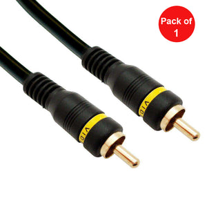 Male to Male Composite Video RCA Cable With Gold Plated Connectors - Black