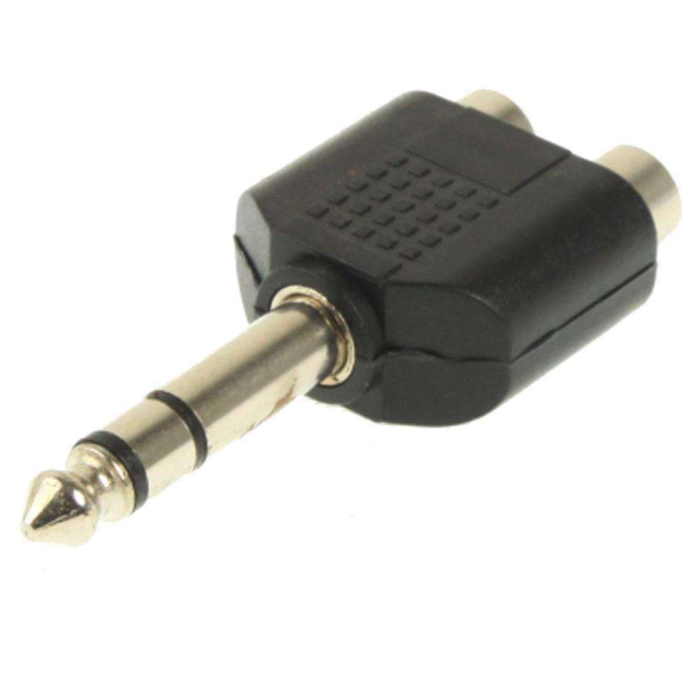 AMZER 6.35mm Male to 2 RCA Stereo Headphone Jack Adapter