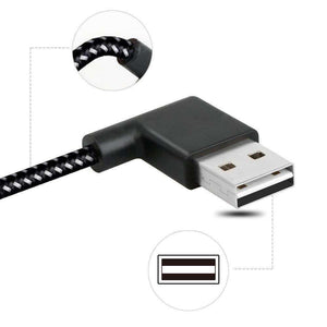 AMZER® 20cm 2A USB to USB-C / Type-C Nylon Weave Style Double Elbow Data Sync Charging Cable - Black - fommy.com