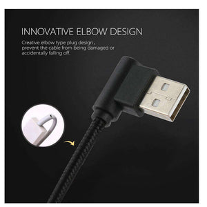 AMZER® 25cm USB to USB-C / Type-C Nylon Weave Style Double Elbow Charging Cable - Black - fommystore