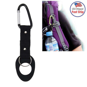 Hanging Button Beverage Bottle Clip Conventional Buckle Climbing Mineral Water Bottle Buckle - Black