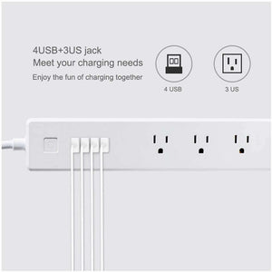 4 x USB Ports + 3 x US Plug Jack WiFi Remote Control Smart Power Socket Works with Alexa & Google Ho - fommystore