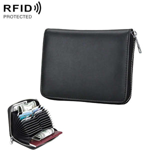 AMZER® Anti-Magnetic RFID Multi-functional Genuine Leather Card Package - Black