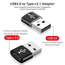 Load image into Gallery viewer, AMZER USB 3.0 Type C Female to USB Male Adapter Support Charging &amp; Transmission, Works for iPhone 11 Pro Max,Airpods iPad 2018,Samsung Galaxy Note 10/20/S20+/20+ Ultra,Google Pixel 4/4a/3/3A/2XL - {pack of 3}
