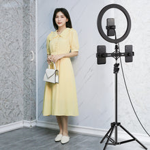 Load image into Gallery viewer, 30cm LED Ring & Live Broadcast Dual Phone Bracket