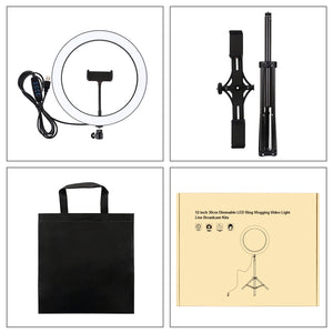 1.1M Tripod Mount With 11.8 inch 30cm LED Ring & Live Broadcast Dual Phone Bracket