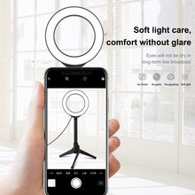 Load image into Gallery viewer,  Live Broadcast Kits 4.7 inch 12cm Ring Light + Desktop Tripod Selfie Stick Mount USB White Light LED Ring