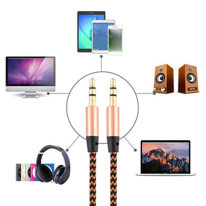 AMZER Audio AUX Cable Feet 3.5mm AUX Jack Tangled Free Braided Sleeve Jacket Stereo Auxiliary Aux Audio Stereo Cable (Random Color) - Length: 1m (pack of 3)