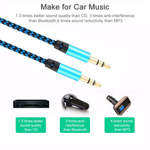 Load image into Gallery viewer, AMZER Audio AUX Cable Feet 3.5mm AUX Jack Tangled Free Braided Sleeve Jacket Stereo Auxiliary Aux Audio Stereo Cable (Random Color) - Length: 1m (pack of 3)