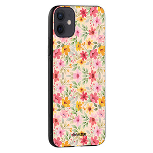 Motif Floral Glass Case Cover For iPhone 12/ iPhone 12 Pro