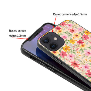 Motif Floral Glass Case Cover For iPhone 12/ iPhone 12 Pro