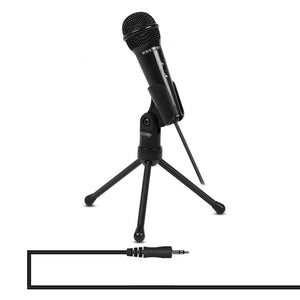 Professional Condenser Sound Recording Microphone with Tripod Holder, Cable Length: 2.0m, Compatible with PC and Mac for Live Broadcast Show, KTV, etc.(Black)