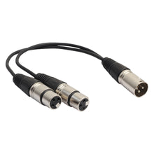 Load image into Gallery viewer, 3 Pin XLR CANNON 1 Male to 2 Female Audio Connector Adapter Cable for Microphone / Audio Equipment - 30cm