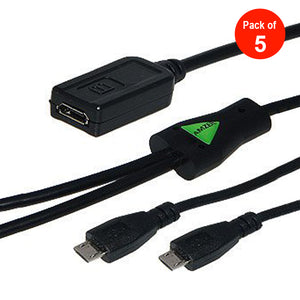 Amzer® Convert Micro USB to Dual Micro USB Twin Y Splitter Charging Handy Data Cable - pack of 5