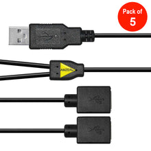 Load image into Gallery viewer, USB 2.0 A Male To Dual USB Female Y Splitter Power Cord Adapter Cable x5 PACK