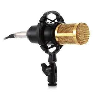 3.5mm Studio Recording Wired Condenser Sound Microphone with Shock Mount, Compatible with PC / Mac for Live Broadcast Show, KTV, etc.