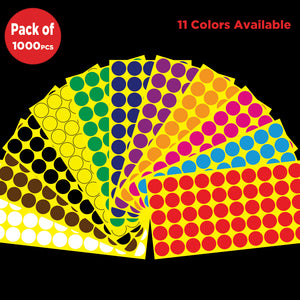 Pack of 1000 1-inch Round Shape Self-adhesive Color Coding Labels Circle Dot Stickers,11 Bright Colors,Print or Write Sheet(20 Sheet) - fommystore