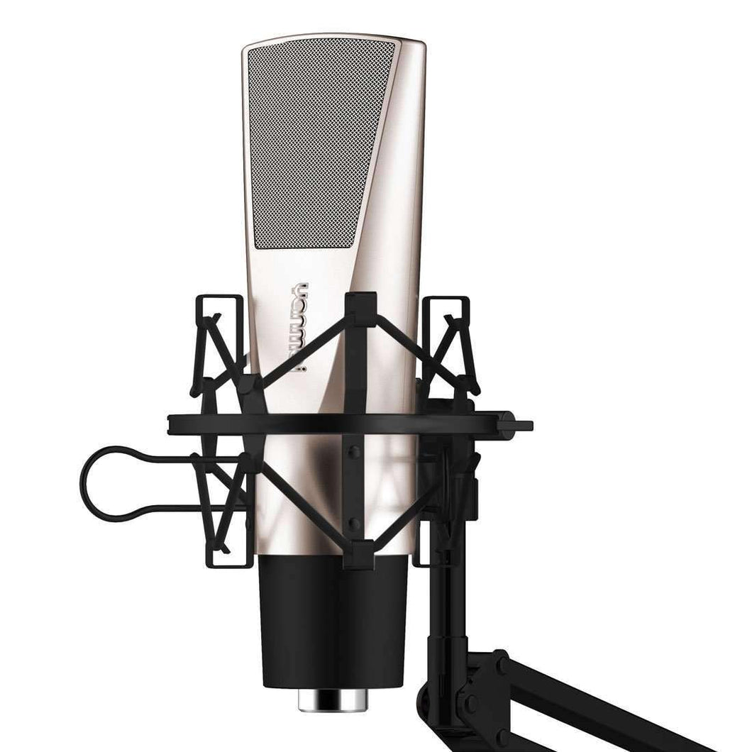 Professional Game Condenser Sound Recording Microphone with Holder, Compatible with PC and Mac for  Live Broadcast Show, KTV, etc.(Black) - fommystore