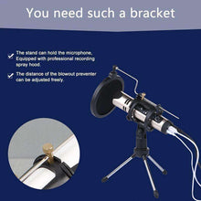 Load image into Gallery viewer, Universal Live Broadcast Bracket Tripod Holder with Anti-spray Net & Microphone Clip & Shockproof Clip, For iPhone, Galaxy, Sony, Lenovo, HTC, Huawei, and other Smartphones - fommystore