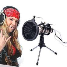 Load image into Gallery viewer, Universal Live Broadcast Bracket Tripod Holder with Anti-spray Net & Microphone Clip & Shockproof Clip, For iPhone, Galaxy, Sony, Lenovo, HTC, Huawei, and other Smartphones - fommystore