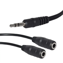 Load image into Gallery viewer, 3.5mm Male to 2 Female Splitter Cable 6 Feet - Black