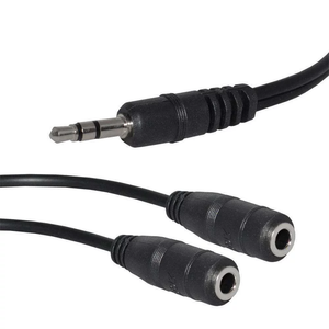 3.5mm Male to 2 Female Splitter Cable 6 Feet - Black