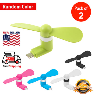 Mini Cooler Fan USB Type C Compatible Devices - Pack of 2 (Random Color)
