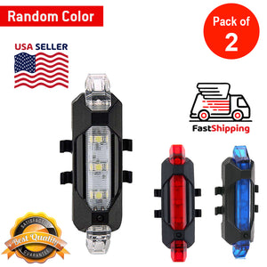Waterproof 5 LED Lamp Bike Bicycle Rear Tail Light Back Lamp / Rear Safety Flashlight - Pack of 2 (Random Color)