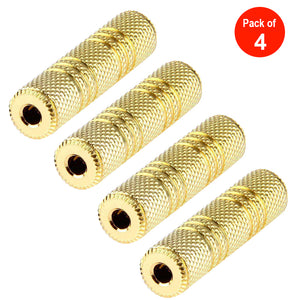 Gold Plated 3.5mm Female to 3.5mm Stereo Jack Socket Adapter - pack of 4