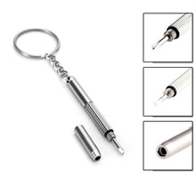 Load image into Gallery viewer, 3 in 1 Repair Kit Key Ring with 3 Screwdrivers: Cross 1.5, Straight 1.5,Star Nut M2.5 for Smart Phone, Watches (Silver) - pack of 2