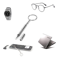 Load image into Gallery viewer, 3 in 1 Repair Kit Key Ring with 3 Screwdrivers: Cross 1.5, Straight 1.5,Star Nut M2.5 for Smart Phone, Watches (Silver) - pack of 2