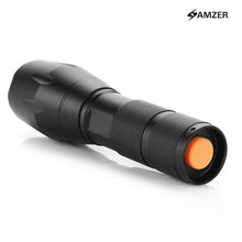 Load image into Gallery viewer, Waterproof Tactical Zoom Torch/ Flashlight With 5 Mode Settings &amp; Wrist Lanyard Included