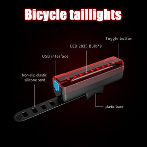 AMZER Bicycle Taillight Bicycle Riding Motorcycle Electric Car LED Mountain Bike USB Rechargeable Safety Warning Light (50 Hours, Color Box)