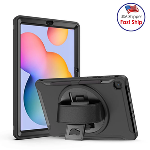 AMZER TUFFEN Case with 360 Degree Rotation PC+TPU Protective Cover With Holder & Hand Strap & Pen Slot for Samsung Galaxy Tab S6 Lite 10.4 inch