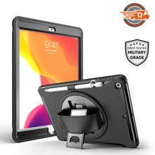 Load image into Gallery viewer, AMZER TUFFEN Case with 360 Degree Rotation PC+TPU Protective Cover With Holder &amp; Hand Strap &amp; Pen Slot for 10.2 Inch iPad 7th, 8th, 9th Gen