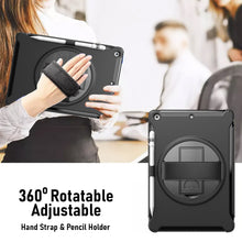 Load image into Gallery viewer, AMZER TUFFEN Case with 360 Degree Rotation PC+TPU Protective Cover With Holder &amp; Hand Strap &amp; Pen Slot for 10.2 Inch iPad 7th, 8th, 9th Gen