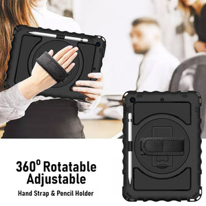 AMZER TUFFEN Multilayer Case with 360 Degree Rotating Kickstand with Shoulder Strap, Hand Grip for 10.2 Inch iPad 7th, 8th, 9th Gen