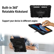 Load image into Gallery viewer, AMZER TUFFEN Multilayer Case with 360 Degree Rotating Kickstand with Shoulder Strap, Hand Grip for 10.2 Inch iPad 7th, 8th, 9th Gen