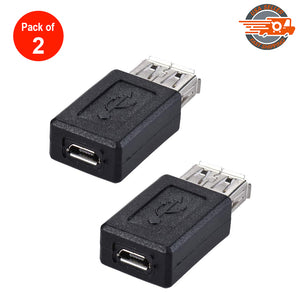 AMZER High Quality USB 2.0 AF to Micro USB Female Adapter - Pack of 2 (Black)
