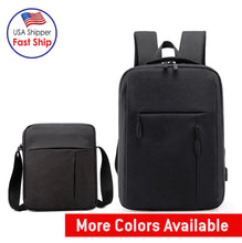 Load image into Gallery viewer, AMZER 2pcs set Men Travel Portable Backpack &amp; Shoulder Bag Set Student School Bag Waterproof Computer Bag