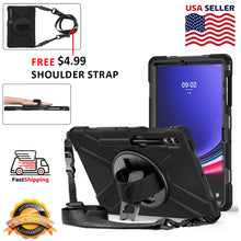 Load image into Gallery viewer, AMZER Silicone + PC Protective Case with Holder with Shoulder Strap, Hand Grip for Samsung Galaxy Tab S7 FE 5G T730