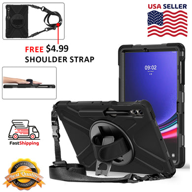 AMZER Silicone + PC Protective Case with Holder with Shoulder Strap, Hand Grip for Samsung Galaxy Tab S7 FE 5G T730