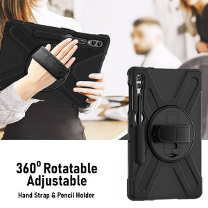 AMZER Silicone + PC Protective Case with Holder with Shoulder Strap, Hand Grip for Samsung Galaxy Tab S7 FE 5G T730