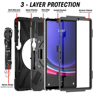 AMZER Silicone + PC Protective Case with Holder with Shoulder Strap, Hand Grip for Samsung Galaxy Tab S7 FE 5G T730