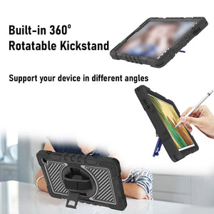 AMZER TUFFEN Multilayer Case with 360 Degree Rotating Kickstand with Shoulder Strap, Hand Grip for Samsung Galaxy Tab A7 Lite T220 / T225 (8.7 inch)