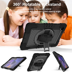 AMZER TUFFEN Multilayer Case with 360 Degree Rotating Kickstand with Shoulder Strap, Hand Grip for Samsung Galaxy Tab A8 10.5 2021